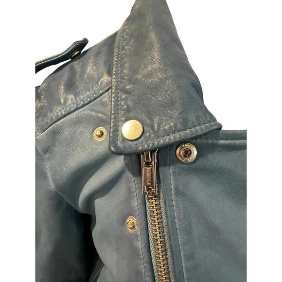 Deadwood Blue Leather Jacket - Size 40 - Picture 3 of 9